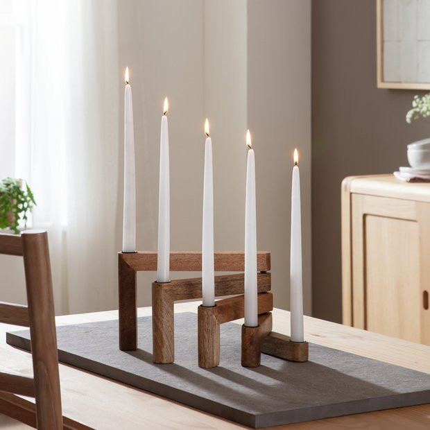 Buy Habitat Mango Wood Folding Taper Candle Holder - Natural | Candle holders | Habitat | Habitat UK