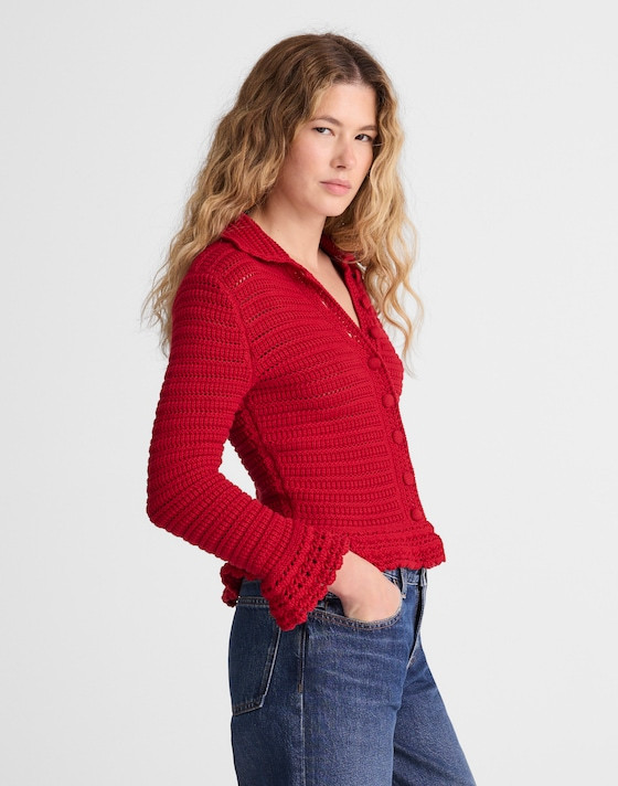 Pointelle-Knit Peplum Cardigan | Madewell