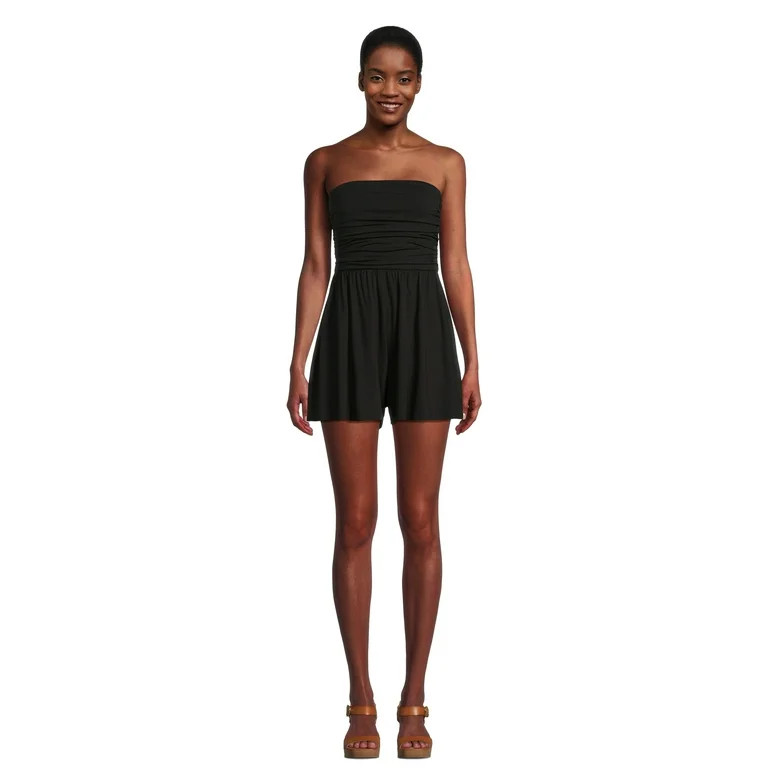 No Boundaries Juniors’ Ruched Tube Romper, 3.25” Inseam, Sizes XS-XXXL | Walmart (US)