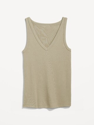 First-Layer Rib-Knit V-Neck Tank Top for Women | Old Navy (US)