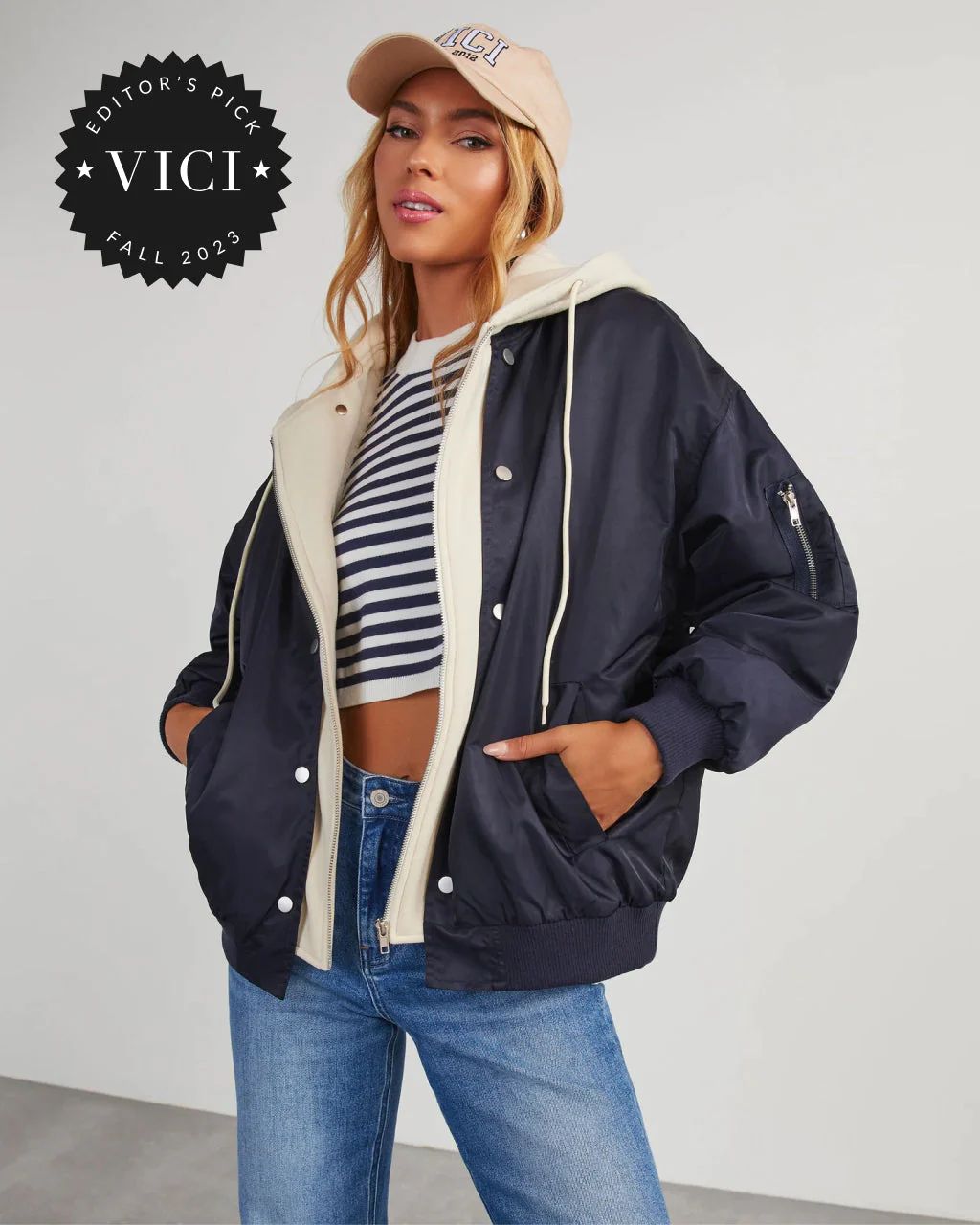 Campus Oversized Hooded Bomber Jacket | VICI Collection