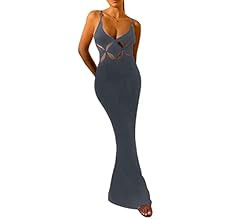 Women Backless Spaghetti Strap Maxi Dress Y2k Lace Strap Satin Tie Dye Bodycon Dress Sexy Party C... | Amazon (US)