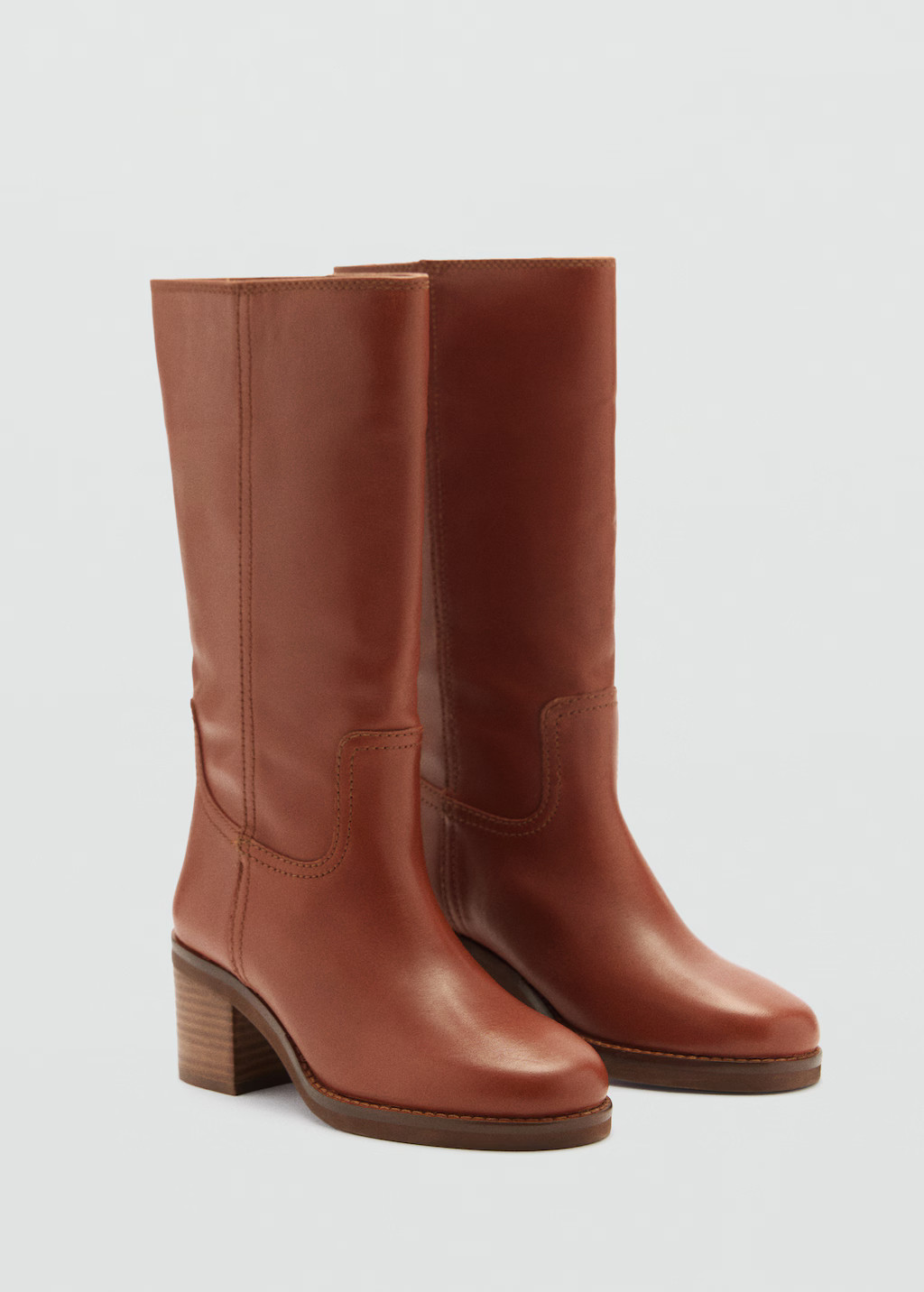 Leather ankle boots with block heel - Women | MANGO USA | Mango (US/MX/AU)