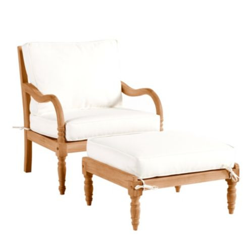 Ceylon Teak Lounge Chair & Ottoman with Cushions | Ballard Designs, Inc.