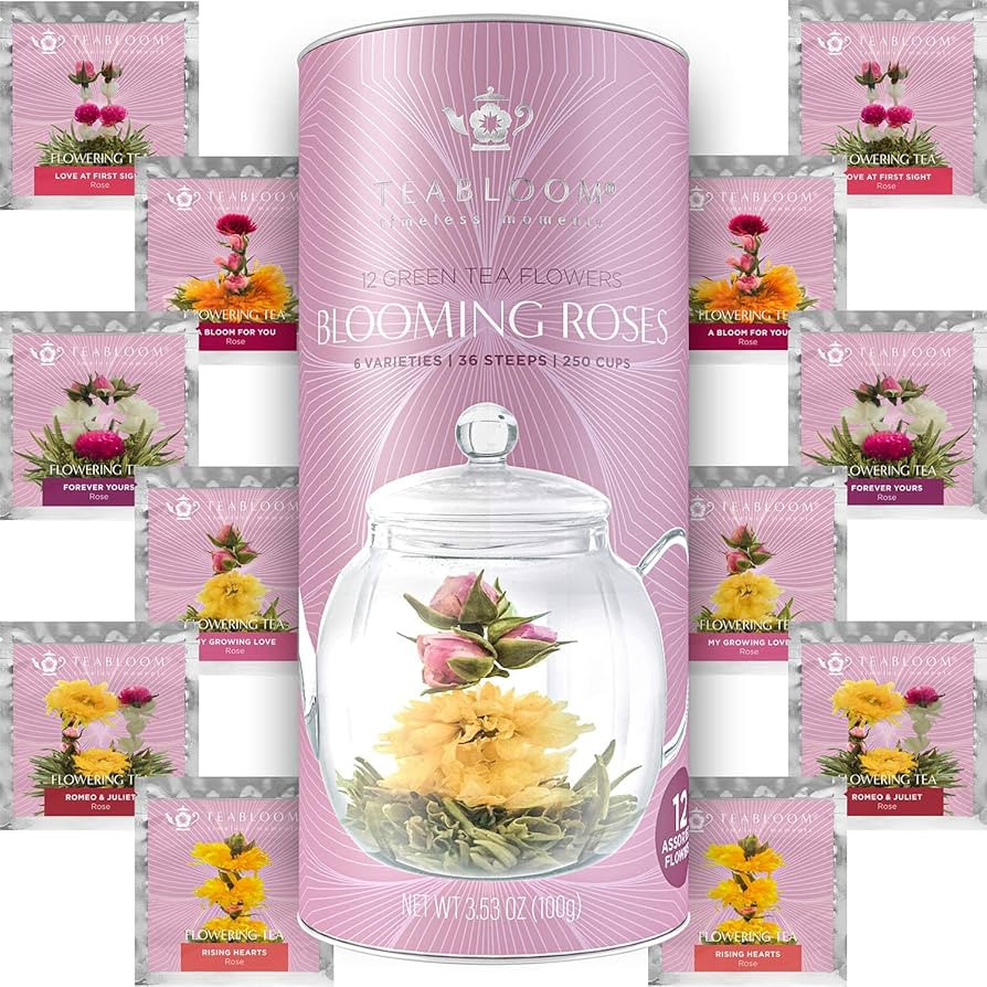 Teabloom Rose Flowering Tea – 12 Hand Tied Blooming Tea Flowers – 36 Steeps, Makes 250 Cups ... | Amazon (US)