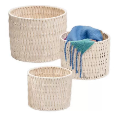 Honey-Can-Do® Round Rope Nesting Baskets in Natural//White (Set of 3) | Bed Bath & Beyond
