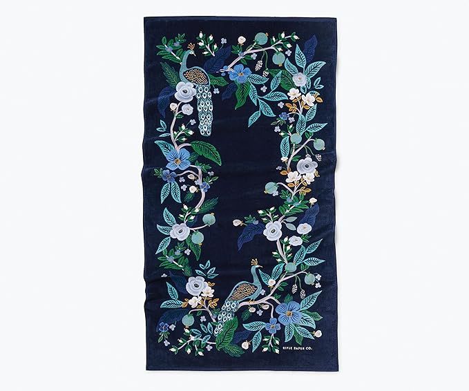 RIFLE PAPER CO. Peacock Beach Towel - Made from Super-Soft Velour Cotton, Eye-Catching Peacock Pr... | Amazon (US)