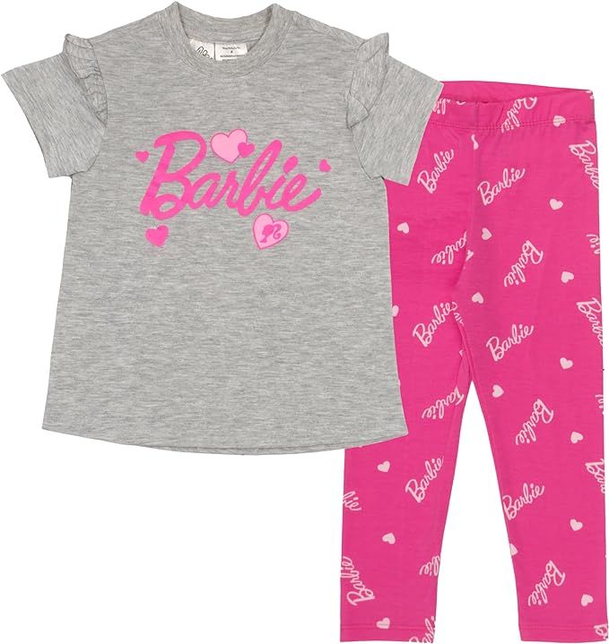 Barbie Girls Short Sleeve T-Shirt & Leggings Set, Short Sleeve Tee and Leggins 2 Piece Set for Gi... | Amazon (US)