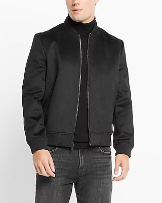 Wool-Blend Water Resistant Bomber Jacket | Express