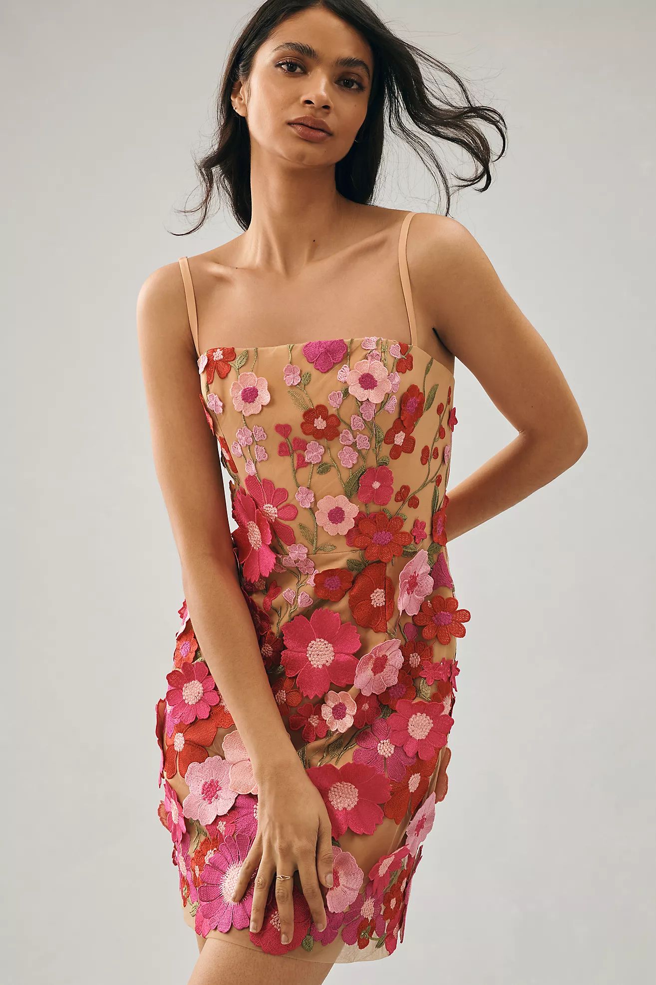 Helsi Structured 3D Floral-Embellished Mini Dress | Anthropologie (US)