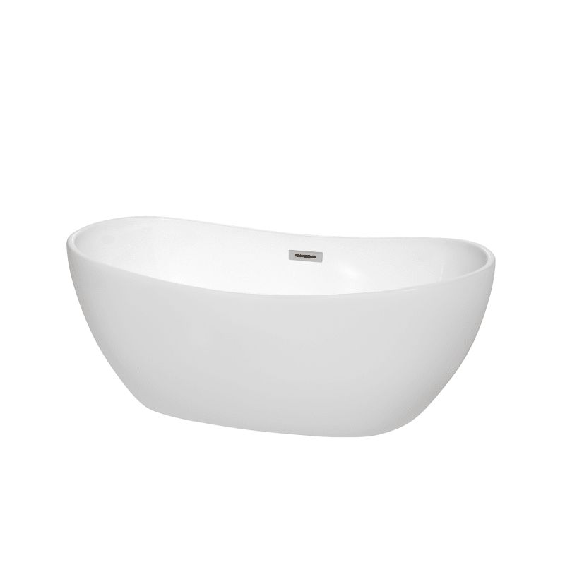 Wyndham Collection WCOBT101460 Rebecca 60" Freestanding Acrylic Soaking Tub with White / Brushed Nic | Build.com, Inc.