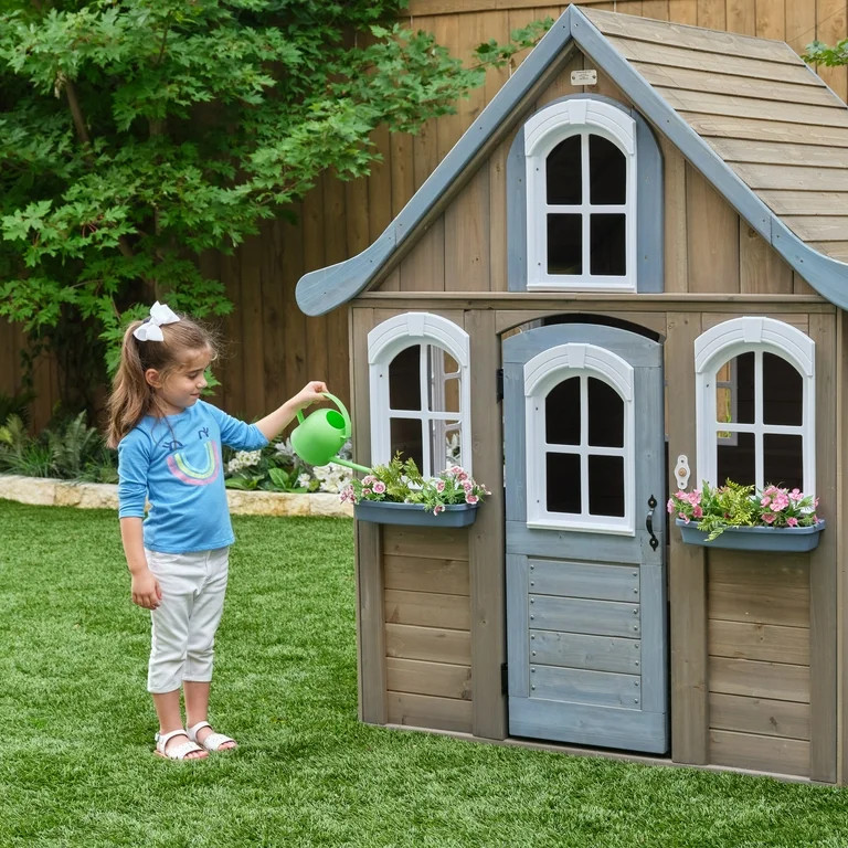 KidKraft Forestview II Wooden Outdoor Playhouse with Ringing Doorbell, Bench and Kitchen - Walmar... | Walmart (US)