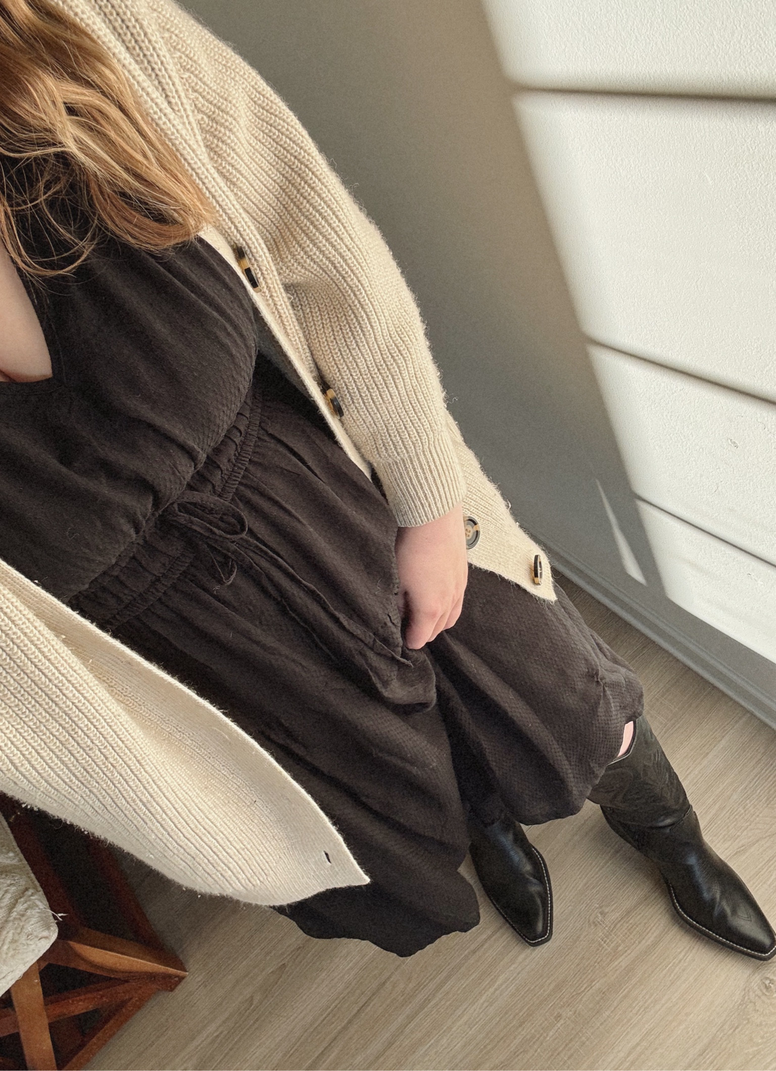 Long cardigan I’ve had for years from H&M I tagged similar 
The dress and boot are from target 
Which the boot are running out of sizes so I tagged similar as well! 

#LTKMidsize #LTKFindsUnder50 #LTKShoeCrush