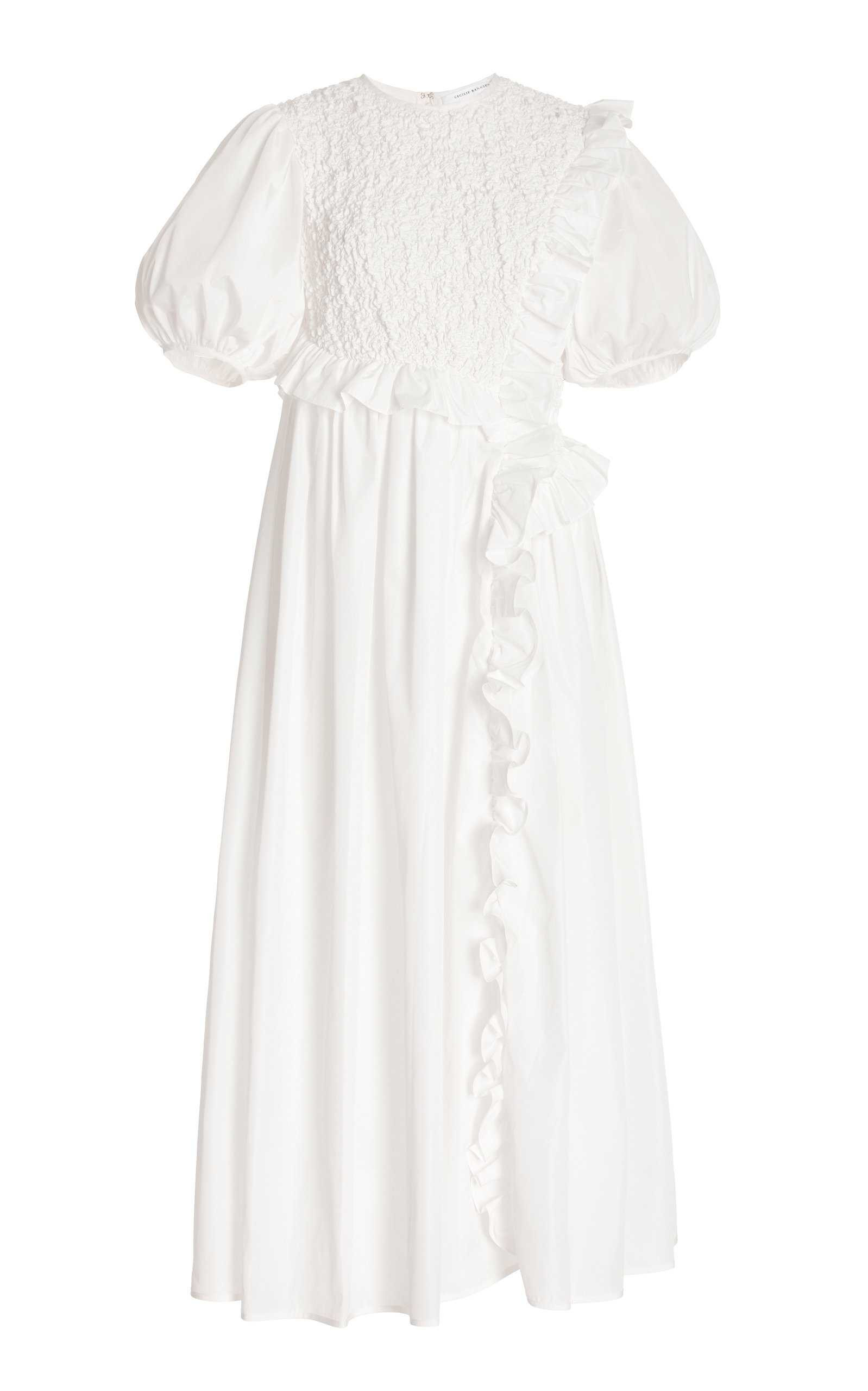 Chloe Ruffled Smocked Poplin Midi Dress | Moda Operandi (Global)