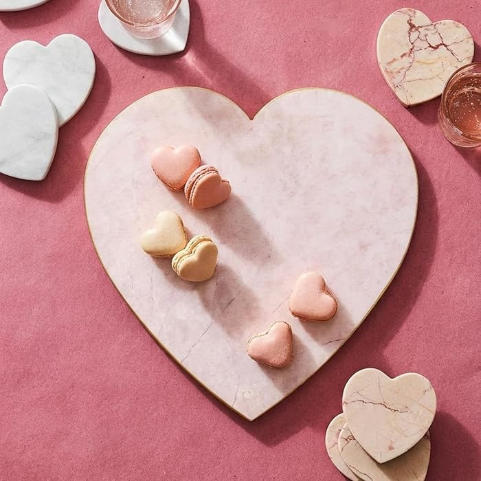Valentine Pink Heart Marble Cheese Board 9.8 x 9.8 Inch Charcuterie Cutting Tray Marble Serving D... | Amazon (US)