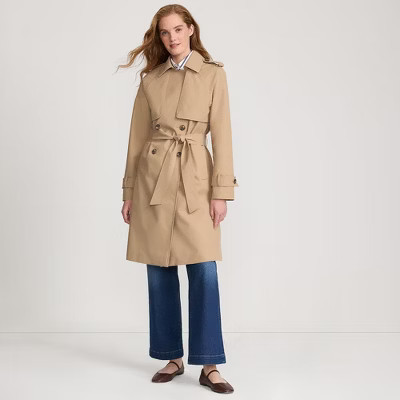 Lands' End Women's Squall Waterproof Modern Trench Raincoat - Medium - Desert Tan | Target