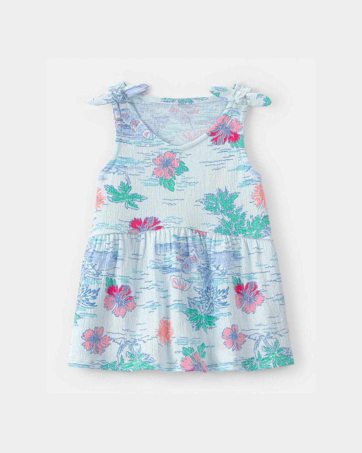 Girls Tropical Crinkle Tank Top - Blue | Carter's Inc