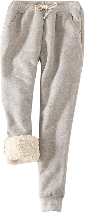 Flygo Women's Winter Warm Fleece Joggers Pants Sherpa Lined Sweatpants Active Track Pant | Amazon (US)