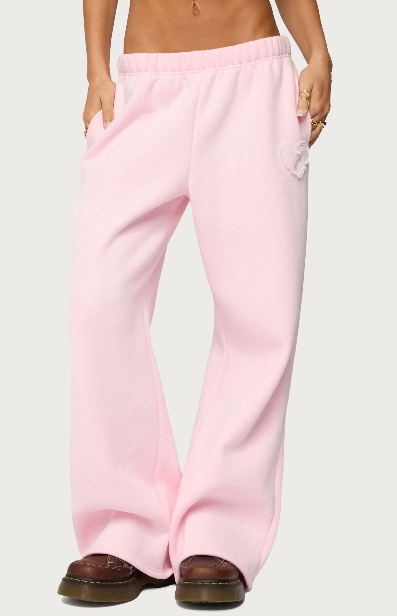 Women's Love Edikted Wide Leg Sweatpants in Light Pink - Size Medium | PacSun