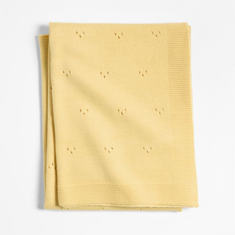 Pointelle Knit Straw Yellow Baby Stroller Blanket + Reviews | Crate & Kids | Crate & Barrel