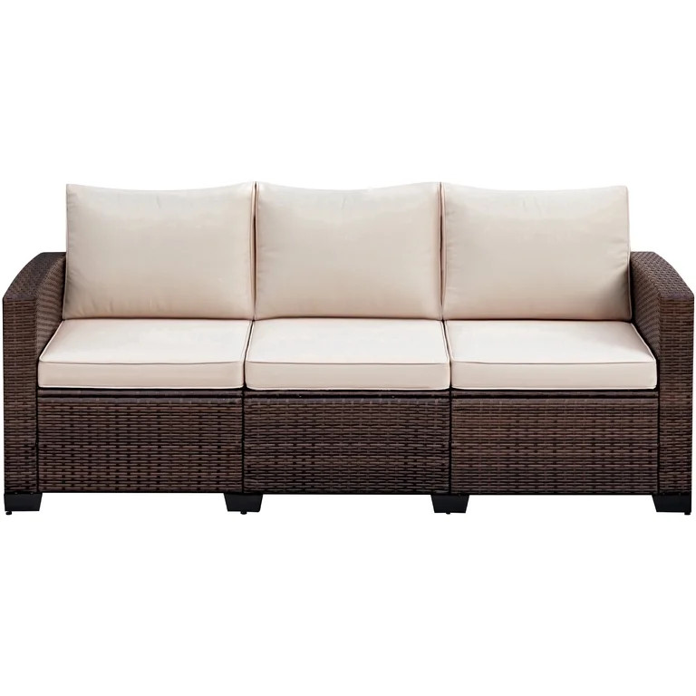 Homall 3-Seat Patio Furniture Outdoor Sofa Couch with Waterproof Cover High Back Rattan Deep Seat... | Walmart (US)