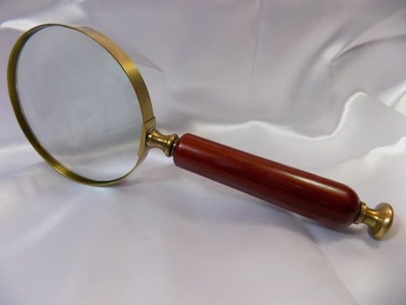 New Antique Vintage Style Brass Magnifying Glass magnifier Red Wooden Handle | Etsy (US)