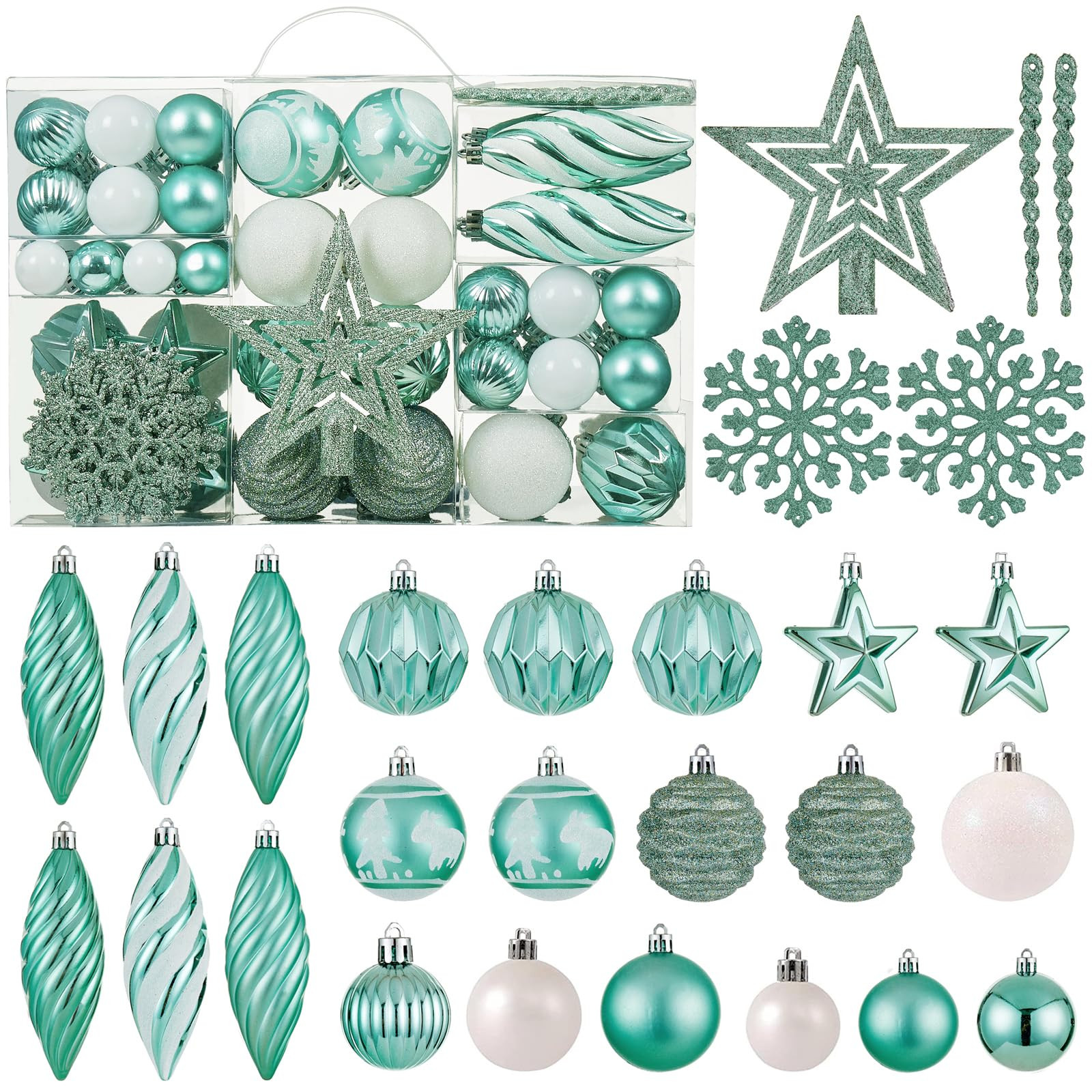 100ct Christmas Ball Ornaments Set - Assorted Shatterproof Hanging Tree Ornament Set with Reusabl... | Amazon (US)