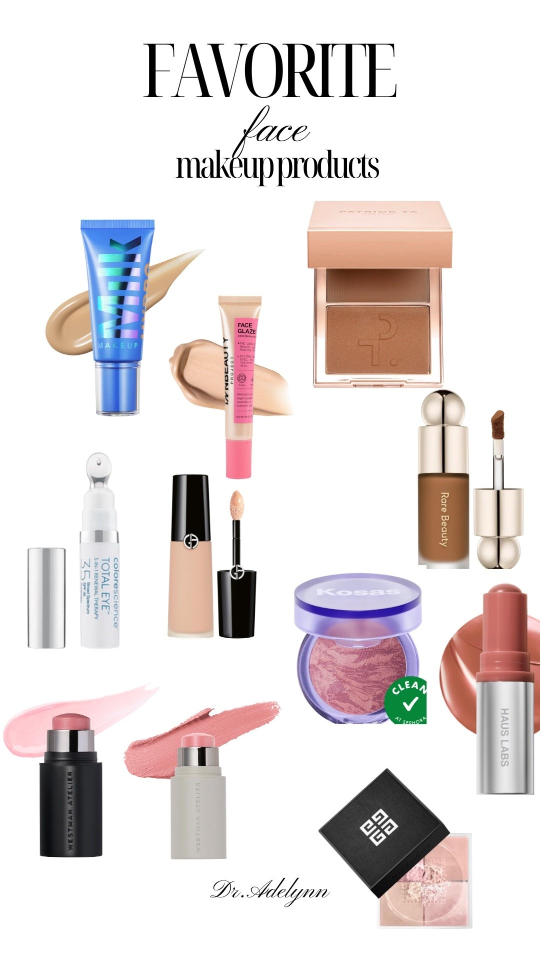 ✨ My Favorite Face Makeup Products ✨
Sharing my go to products that I reach for daily when I want that effortless, chic glow.

✔️ MILK BEAUTY Tint — flawless, natural finish
✔️ INNBEAUTY PROJECT Face Glaze — gives that glowy look
✔️ Patrick Ta bronzer — perfect warmth and dimension
✔️ Colorescience Total Eye SPF — brightens + protects
✔️ Armani Beauty Luminous Silk Concealer — lightweight & seamless
✔️ Rare Beauty liquid bronzer — pigmented & blendable
✔️ Kosas powder blush — my absolute favorite
✔️ Westman Atelier blush sticks — creamy and long lasting ! 
✔️ Haus Labs blush — ahhhmazing
✔️ Givenchy Prisme Libre loose powder — sets everything beautifully

These face makeup essentials are perfect for everyday beauty, clean girl makeup looks, and long lasting wear.

#LTKStyleTip #LTKFindsUnder100 #LTKBeauty