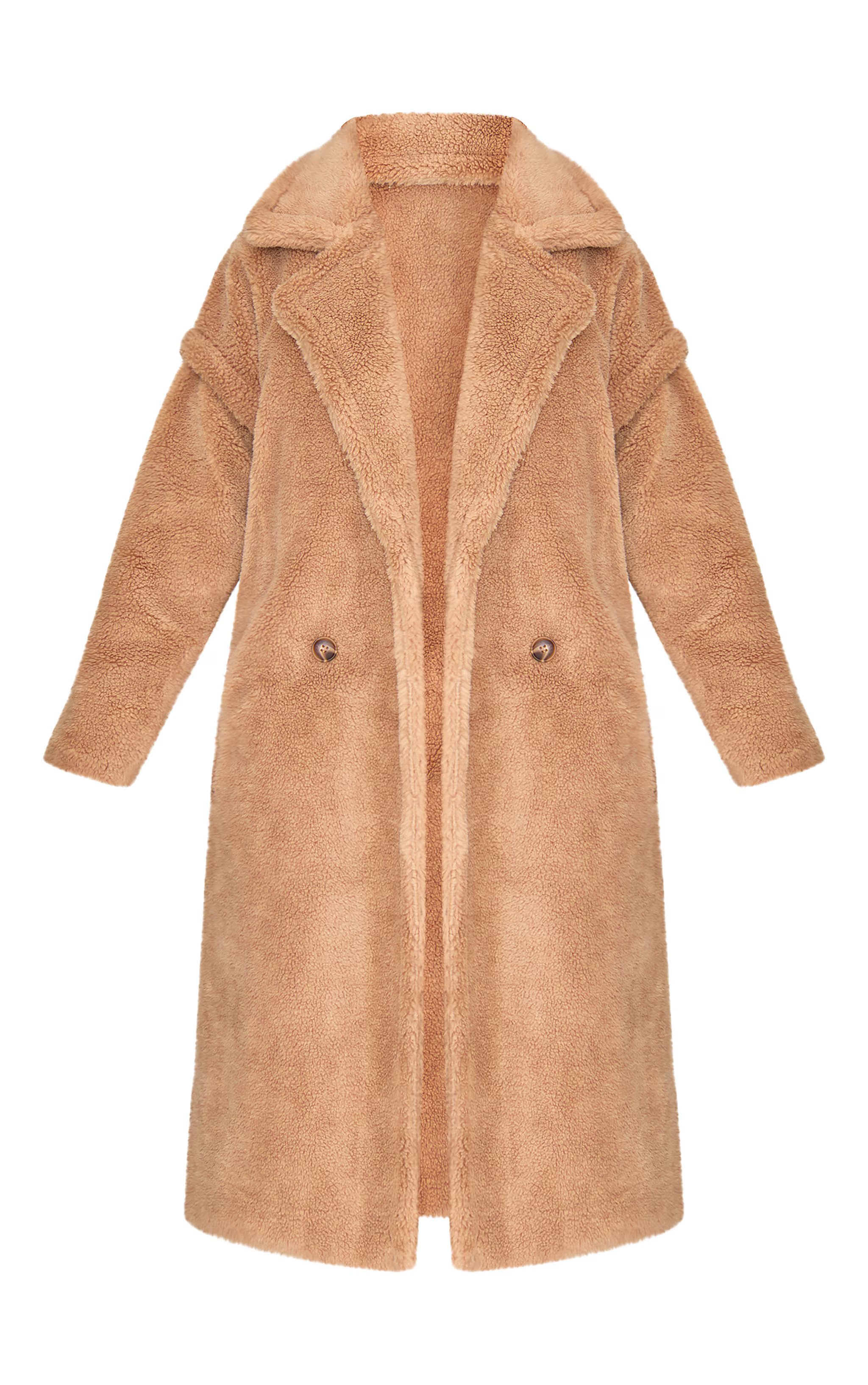 Petite Stone Teddy Bear Borg Coat | PrettyLittleThing US