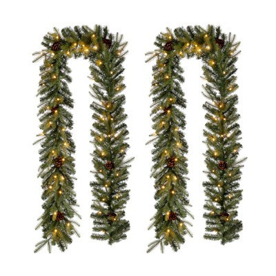 FIONECA 9ft Greenery Christmas Garland With Lights (Set of 2) | Target