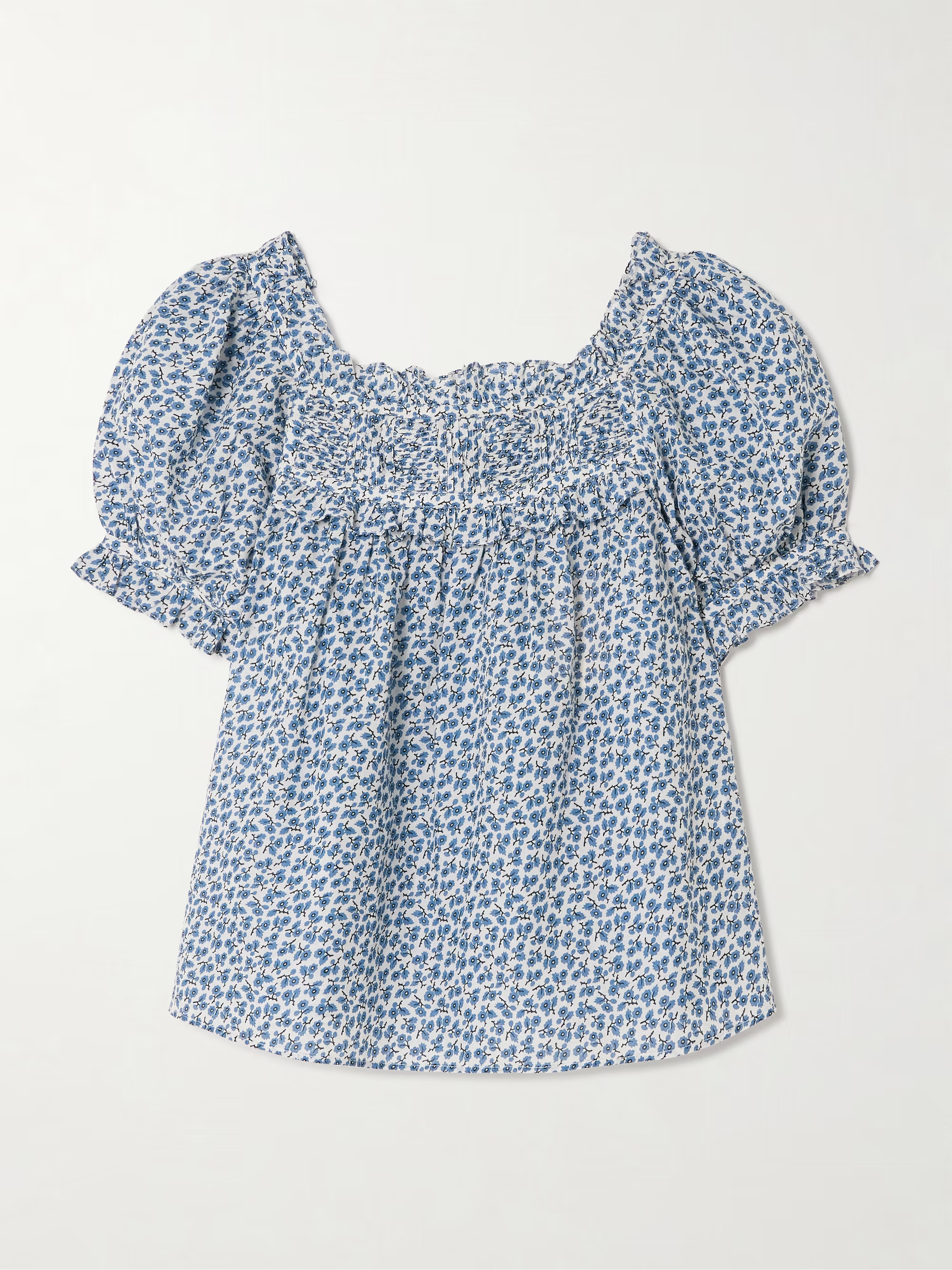 Frances ruffled pleated floral-print organic cotton-voile blouse | NET-A-PORTER (UK & EU)