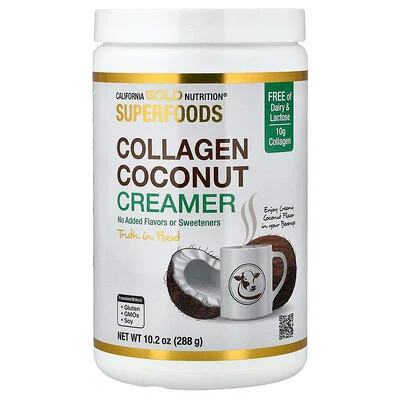 California Gold Nutrition, Superfoods, Collagen Coconut Creamer with Organic Coconut Milk Powder, Hydrolyzed Collagen Peptides, Organic Tapioca Maltodextrin, and Bamboo Extract, Unsweetened, 10.2 oz (288 g) | iHerb