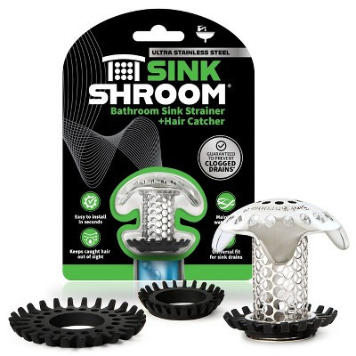 SinkShroom Ultra Bathroom Sink Drain Hair Catcher, Stainless Steel Drain Protector with Adapters, Anti-Clog Sink Strainer, 1 Count | Target