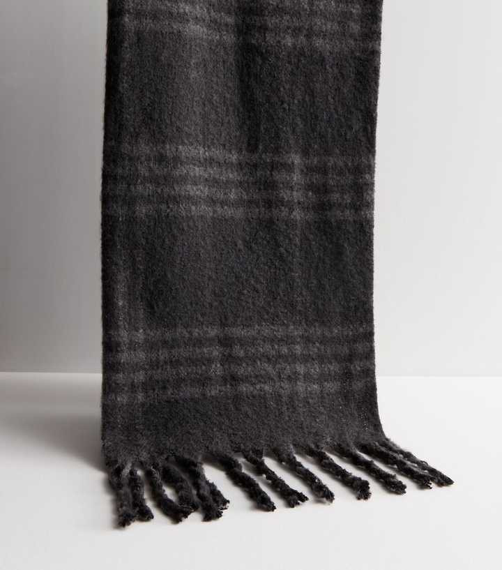 Grey Check Print Brushed Tassel Scarf
						
						Add to Saved Items
						Remove from Saved Ite... | New Look (UK)