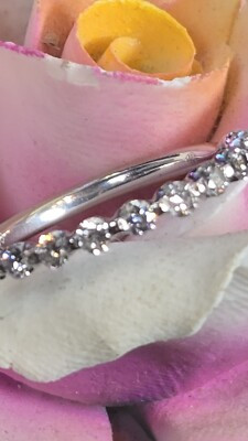 14K White Gold Natural Round Diamond Half Eternity Ring Sz 6.5 Medical Approved  | eBay | eBay US