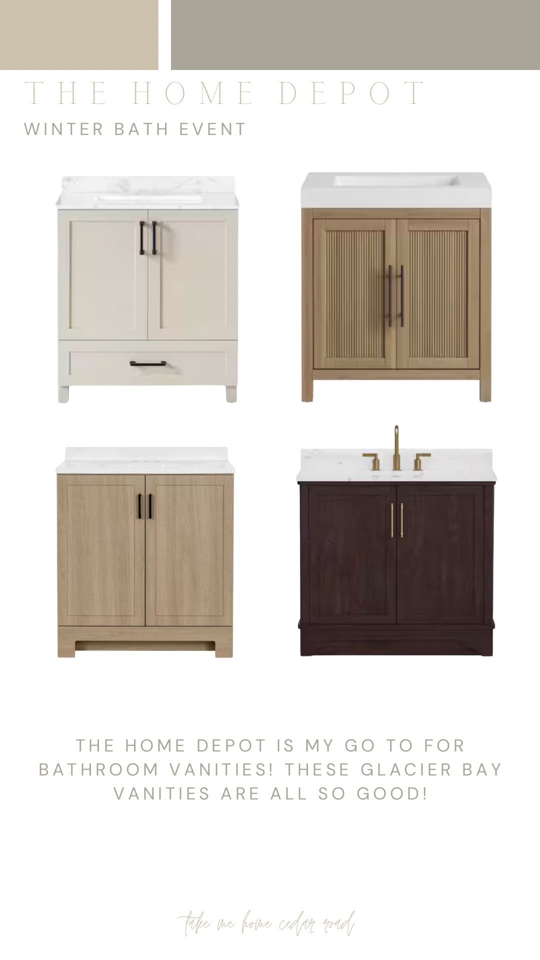The Home Depot is my go to for bathroom vanities! 3/4 of our bathroom vanities are from The Home Depot. Awesome prices on these beautiful smaller vanities! #ad @homedepot #TheHomeDepot #TheHomeDepotPartner #SmallProjectsBigImpact #GlacierBay

#LTKHome #LTKSaleAlert