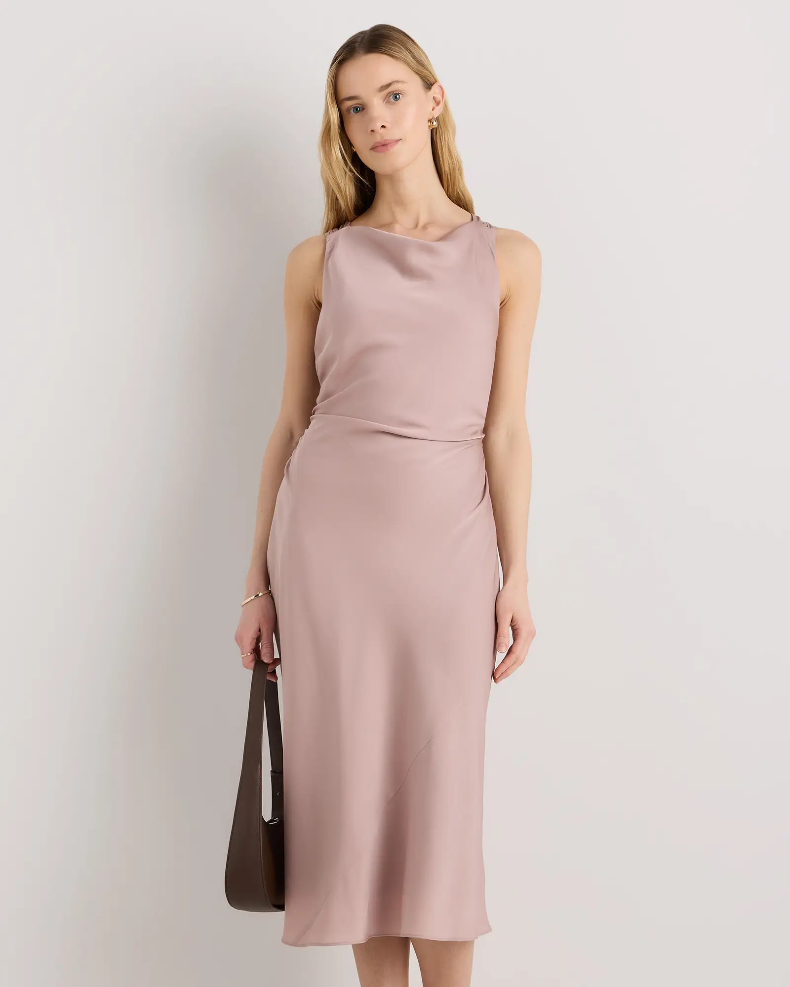 Washable Stretch Silk High Neck Midi Dress | Quince