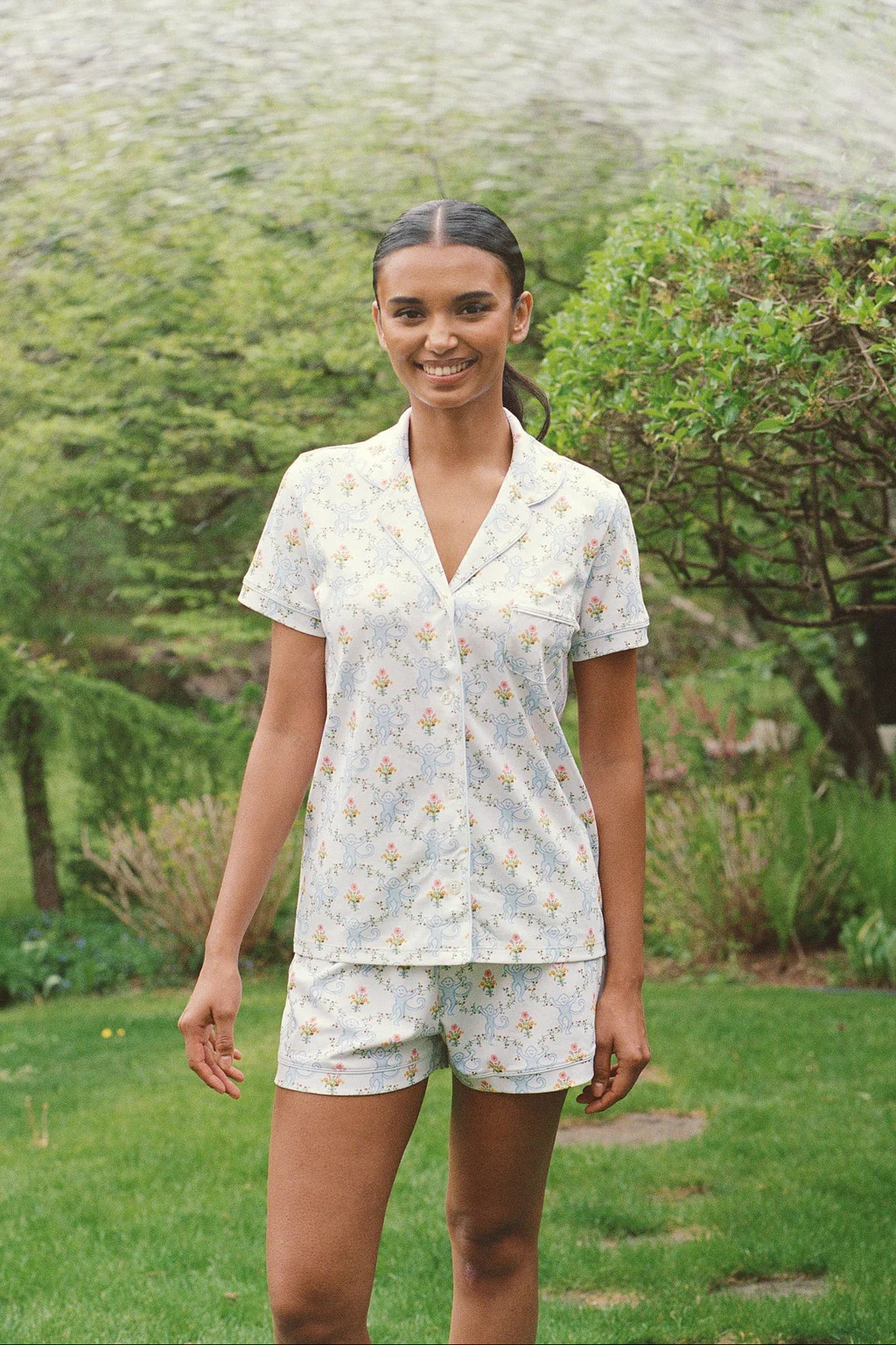 Floral Monkey Trellis Polo Pajamas | Roller Rabbit