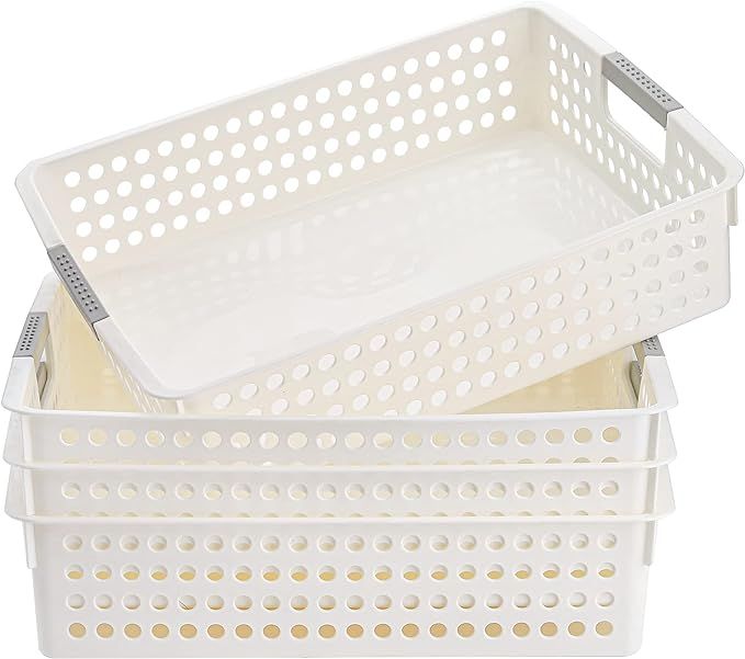 Bekith 4 Pack Plastic Storage Tray Basket, A4 Paper Organizer Classroom Office School File Holder... | Amazon (US)