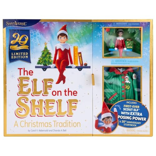 The Elf on the Shelf: A Christmas Tradition Limited 20th Anniversary Edition Box Set - Posable Boy Scout Elf with Blue Eyes, New Edition Storybook and Keepsake with Collectible Pajama Set and Ornament | Amazon (US)