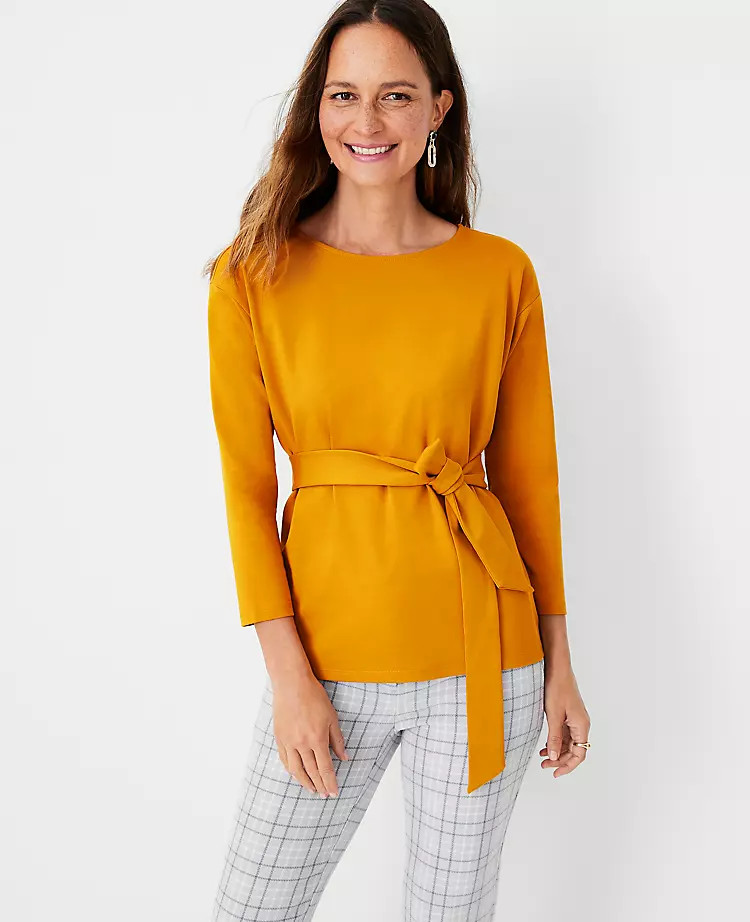 Ponte Tie Waist Top | Ann Taylor (US)