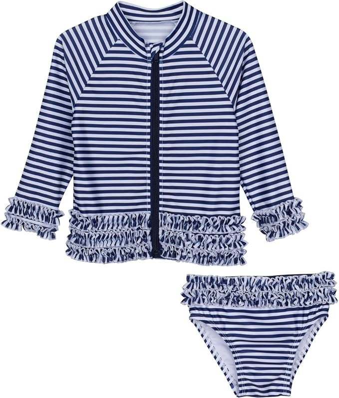 SwimZip Girls' Long Sleeve Rash Guard and Bikini Bottoms Swimsuit Set - UPF 50+       Send to Log... | Amazon (US)