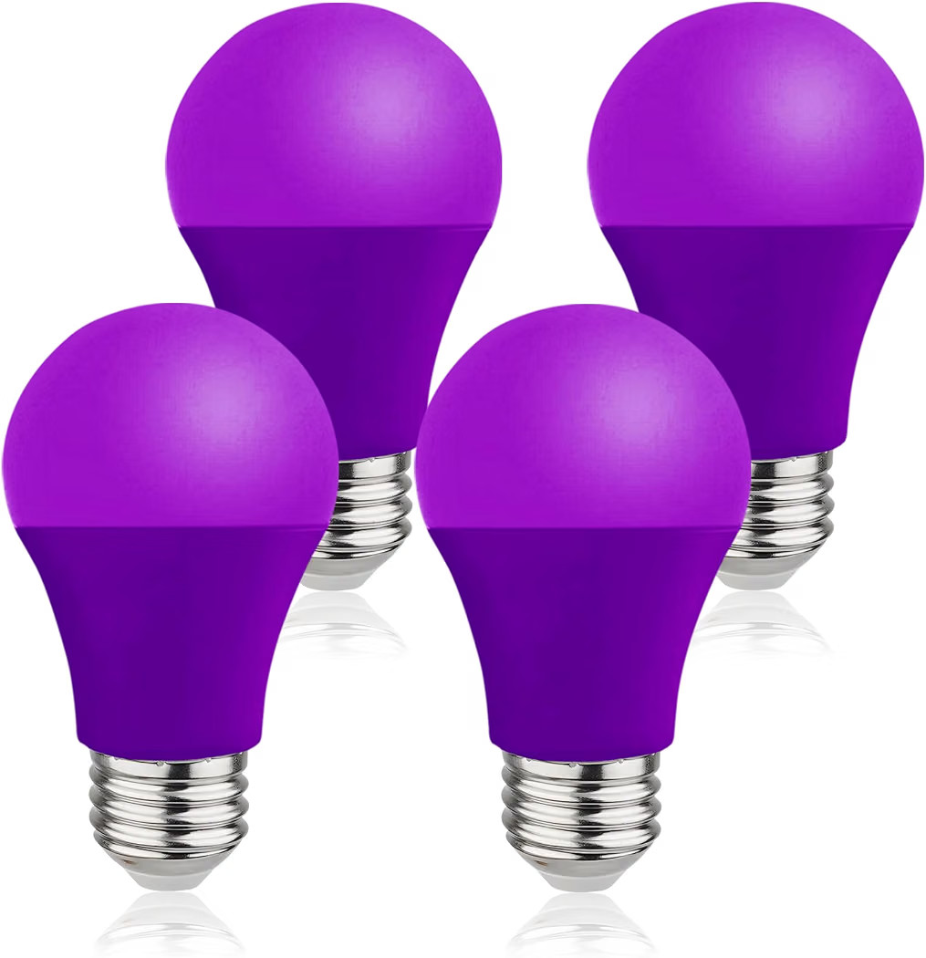 Purple LED Light Bulbs - 9W(60W Equivalent), A19 E26 Base, 4-Pack for Decor | Amazon (US)