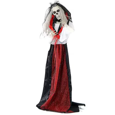 Haunted Hill Farm 5.42-ft Freestanding Talking Lighted Skeleton Animatronic | Lowe's