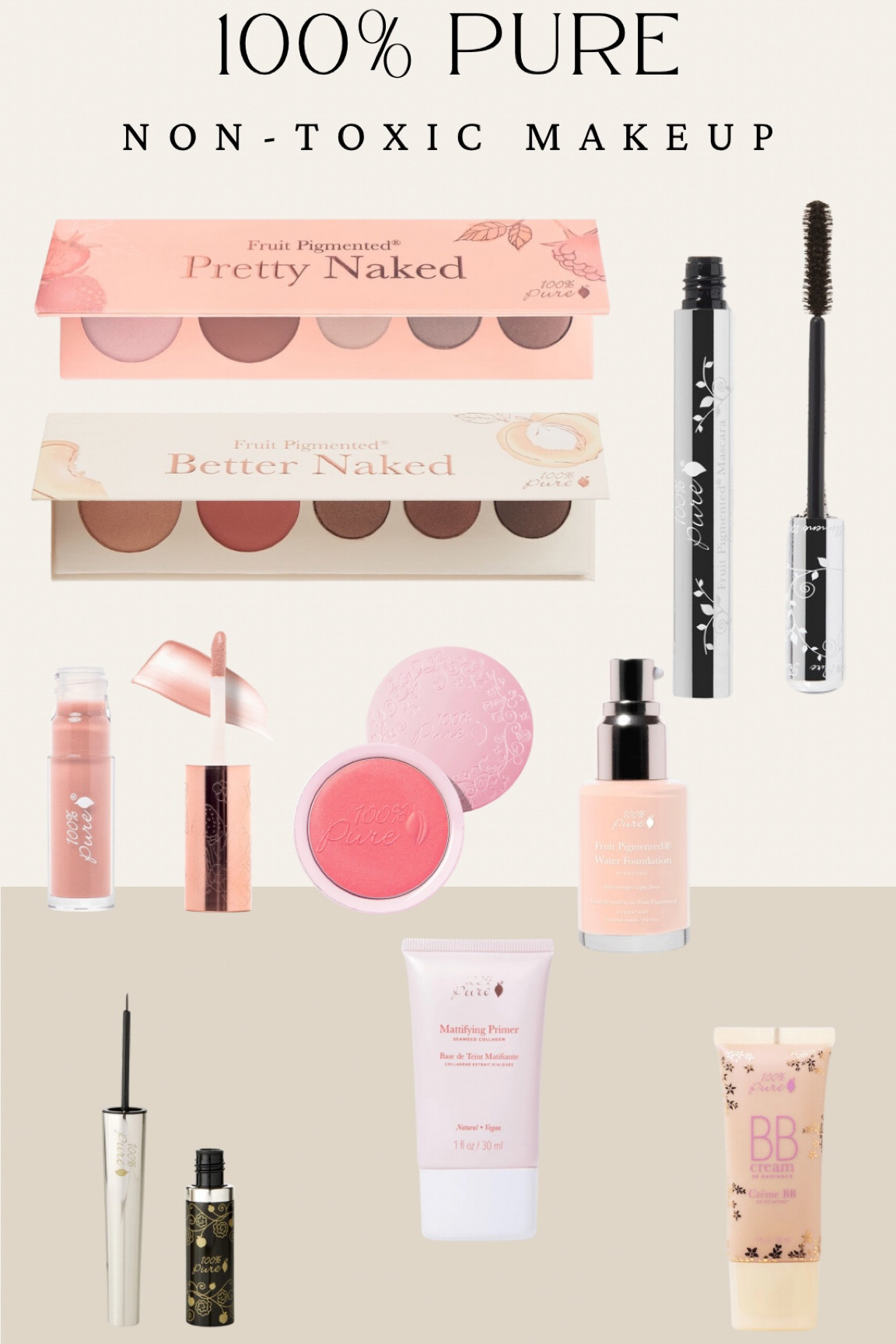 100%. Pure makeup.  Clean ingredients. Non-Toxic. Clean Beauty. 

Eyeshadow, mascara, eyeliner, foundation, blush, lip gloss, bb cream. 


#LTKFindsUnder100 #LTKOver40 #LTKBeauty