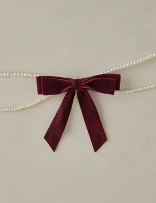 Aldenbury Velvet Ribbon and Pearl Garland, Cherry | Lulu and Georgia 