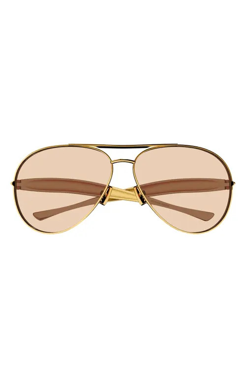 Bottega Veneta 64mm Oversize Pilot Sunglasses in Gold at Nordstrom | Nordstrom