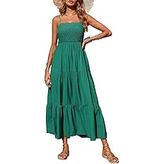 PRETTYGARDEN Women's Summer Maxi Dress 2025 Casual Boho Sleeveless Spaghetti Strap Smocked Tiered... | Amazon (US)