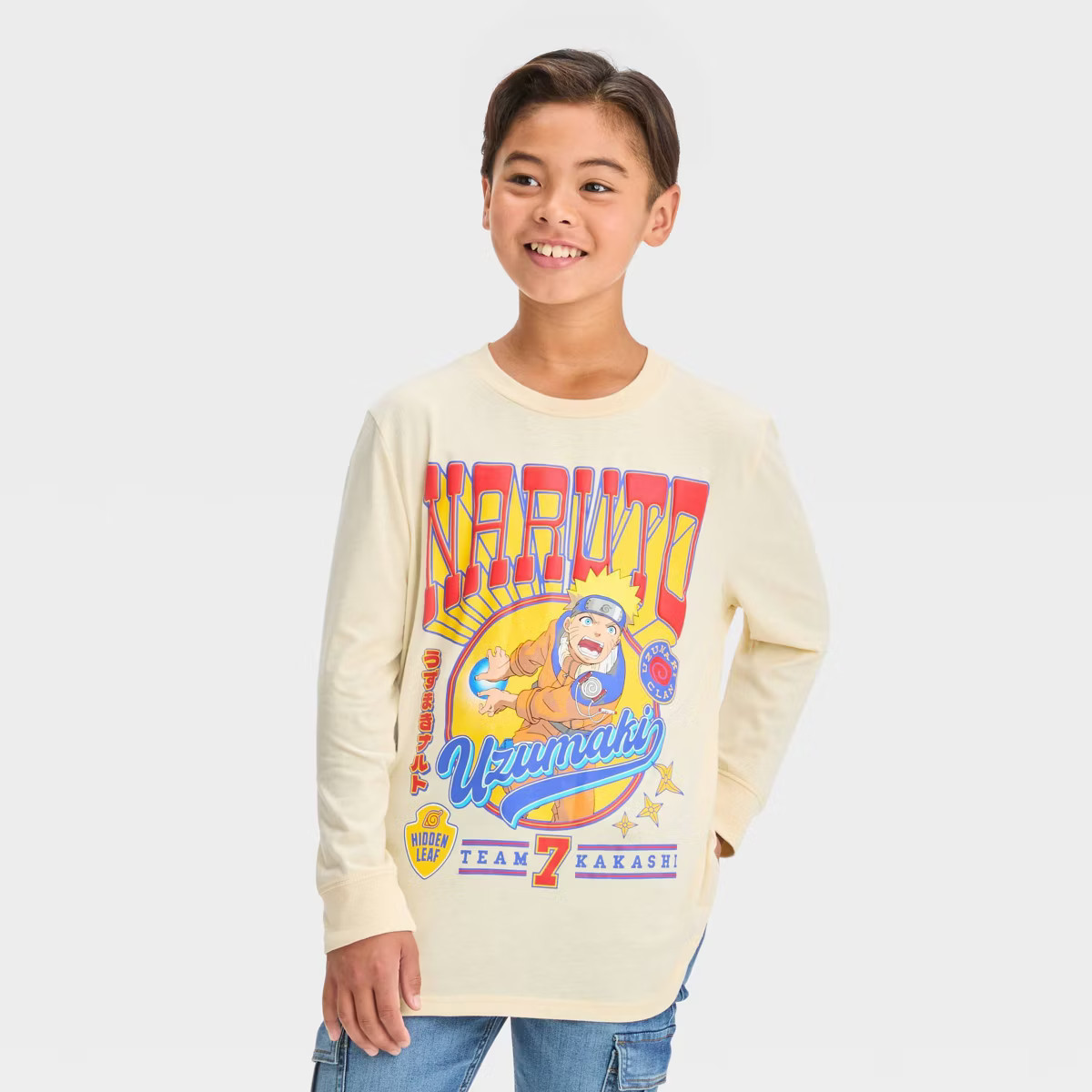 Boys' Naruto Long Sleeve Graphic T-Shirt - Beige | Target