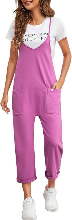 Nirovien Womens Oversized Sleeveless Jumpsuits Spaghetti Strap Wide Leg Rompers with Pocket One P... | Amazon (US)